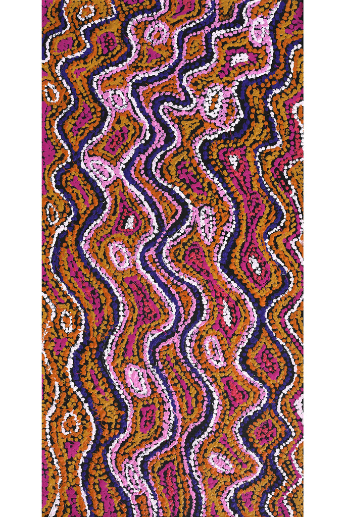 Aboriginal Artwork by Magda Nakamarra Curtis, Lappi Lappi Jukurrpa, 91x46cm