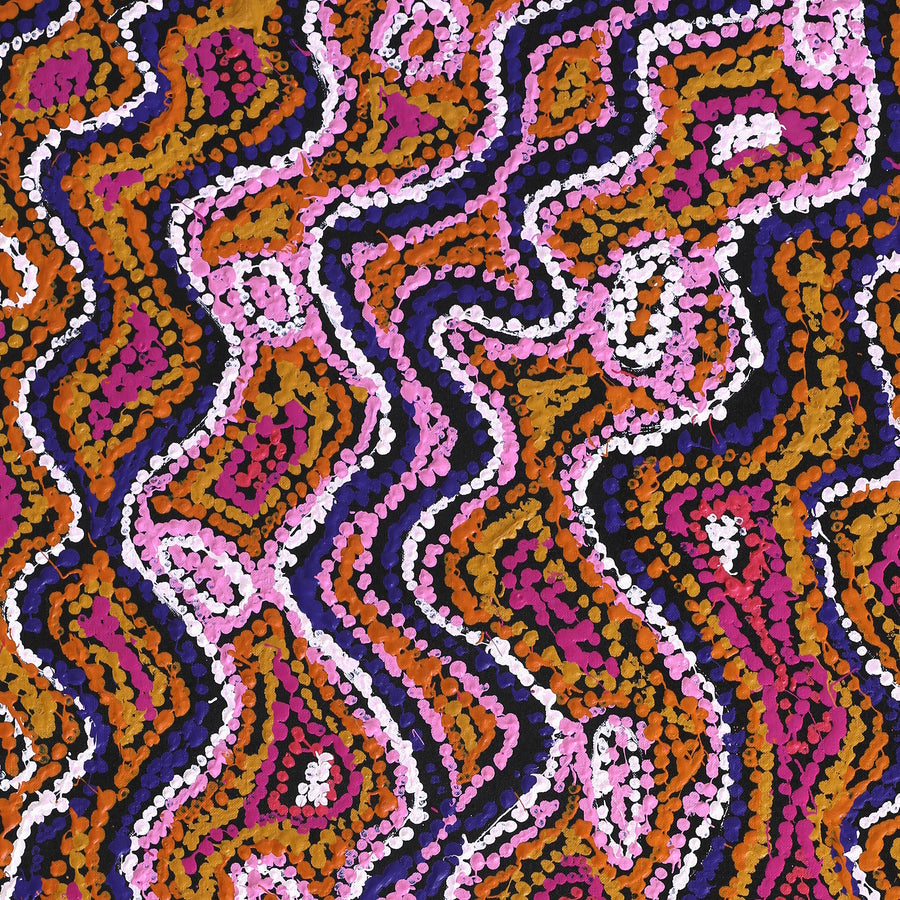 Aboriginal Artwork by Magda Nakamarra Curtis, Lappi Lappi Jukurrpa, 91x46cm