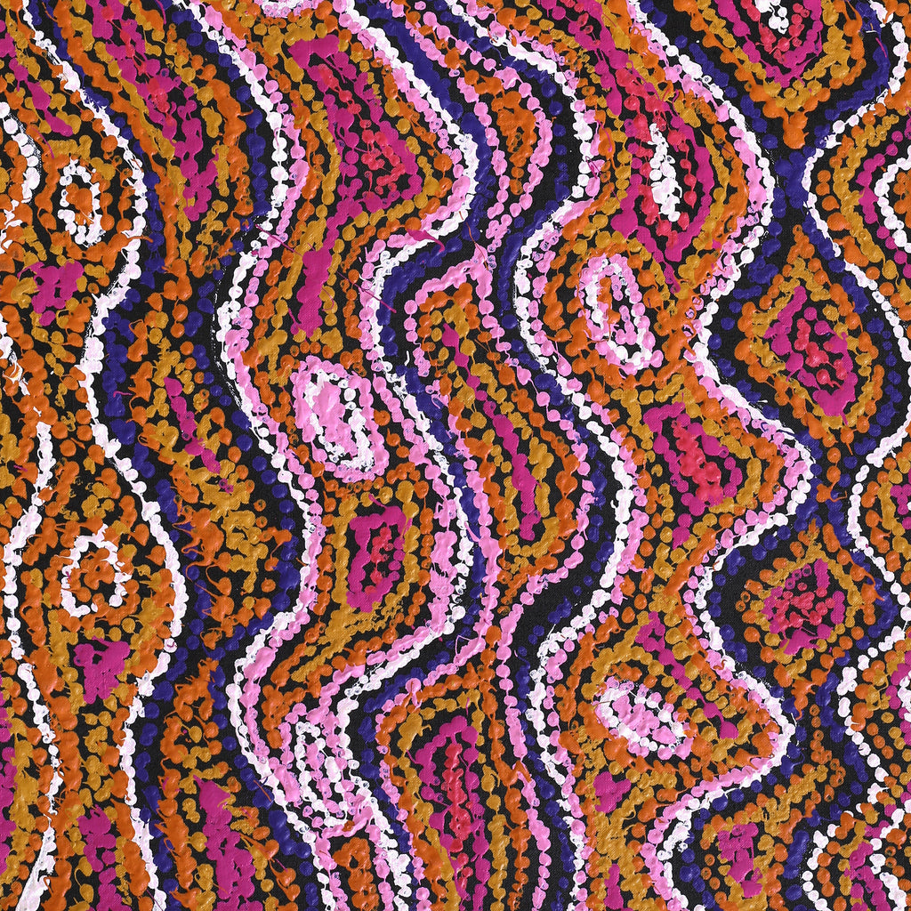 Aboriginal Artwork by Magda Nakamarra Curtis, Lappi Lappi Jukurrpa, 91x46cm