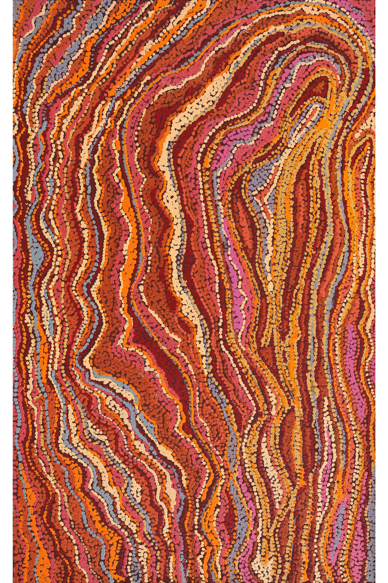 Aboriginal Art by Magda Nakamarra Curtis, Lappi Lappi Jukurrpa, 122x76cm - ART ARK®