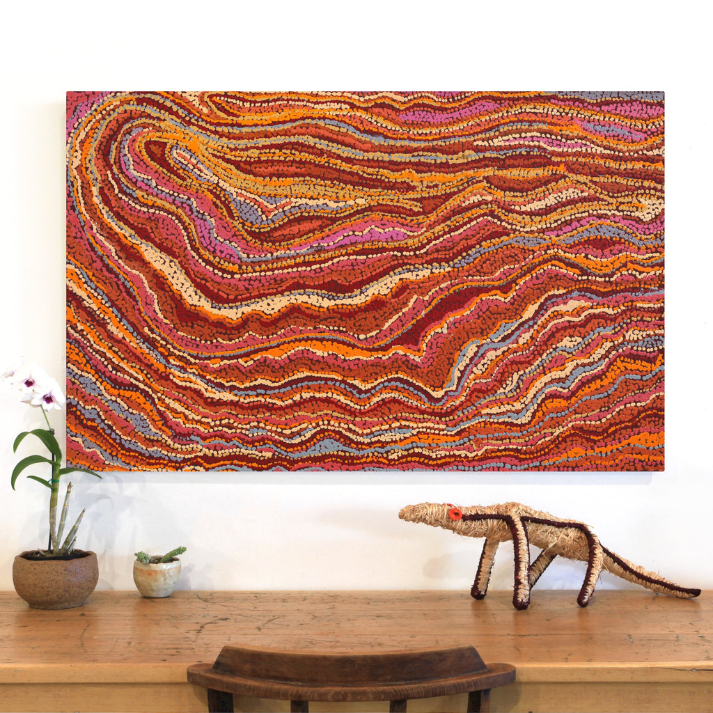 Aboriginal Artwork by Magda Nakamarra Curtis, Lappi Lappi Jukurrpa, 122x76cm