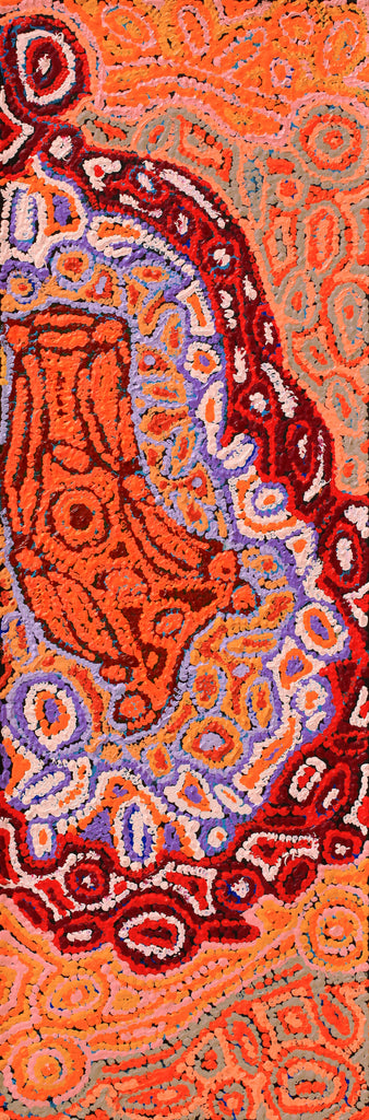 Aboriginal Artwork by Magda Nakamarra Curtis, Lappi Lappi Jukurrpa, 91x30cm