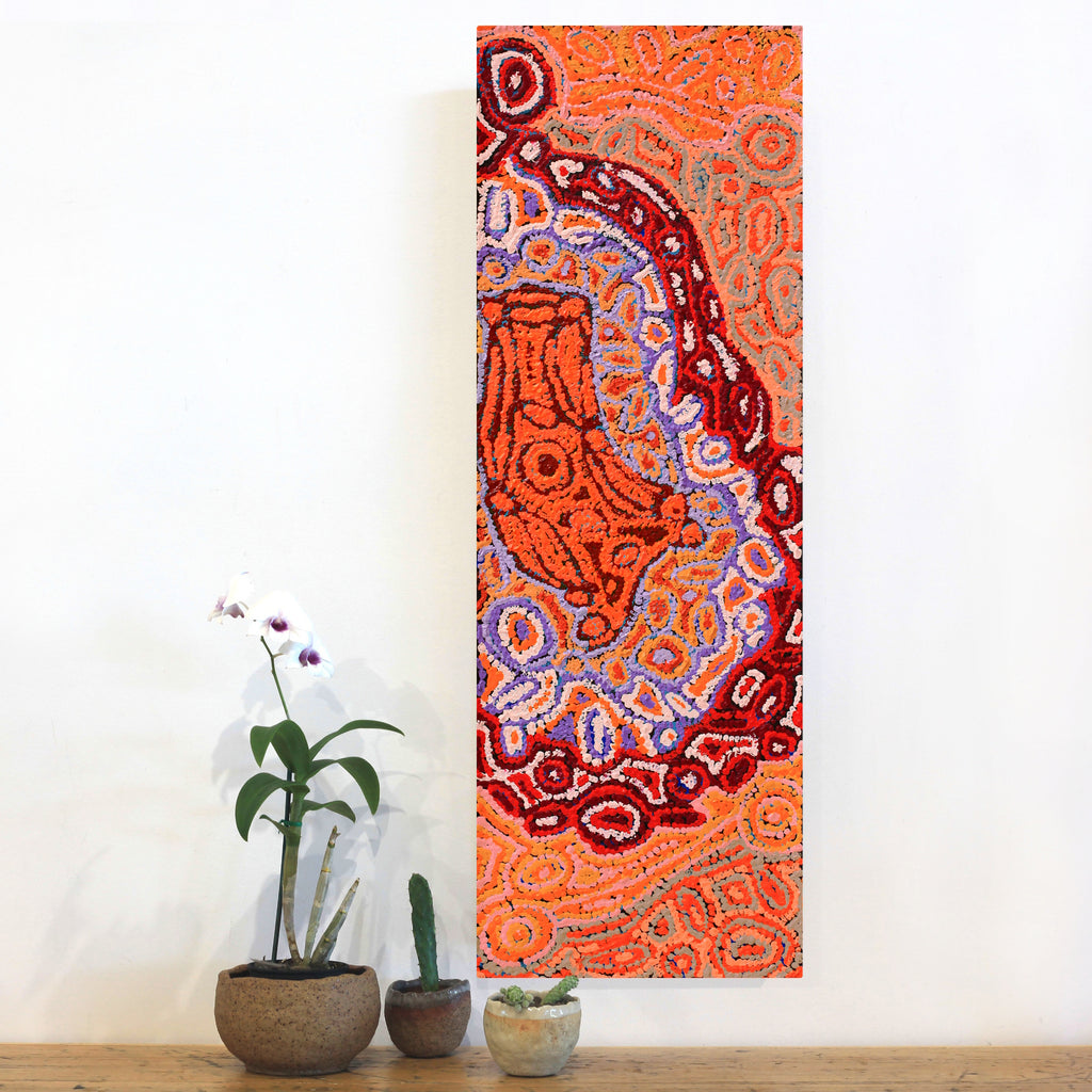 Aboriginal Art by Magda Nakamarra Curtis, Lappi Lappi Jukurrpa, 91x30cm - ART ARK®