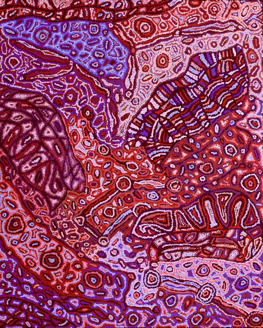 Aboriginal Artwork by Magda Nakamarra Curtis, Lappi Lappi Jukurrpa, 152x122cm