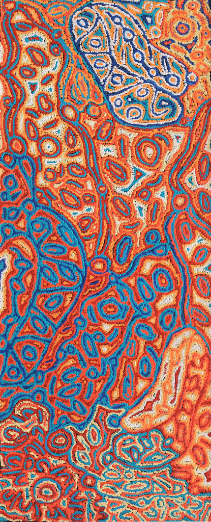 Aboriginal Artwork by Magda Nakamarra Curtis, Lappi Lappi Jukurrpa, 152x61cm