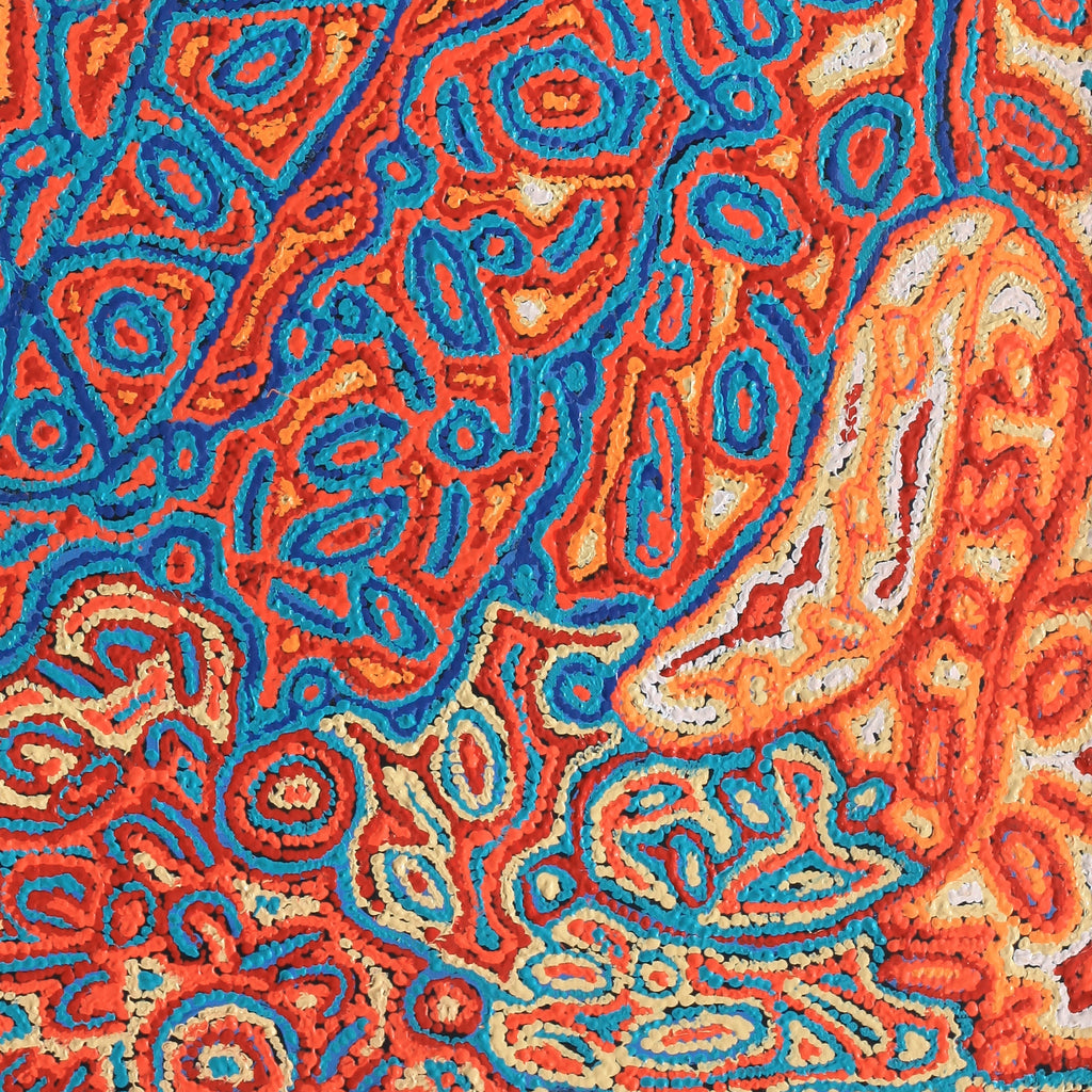 Aboriginal Artwork by Magda Nakamarra Curtis, Lappi Lappi Jukurrpa, 152x61cm