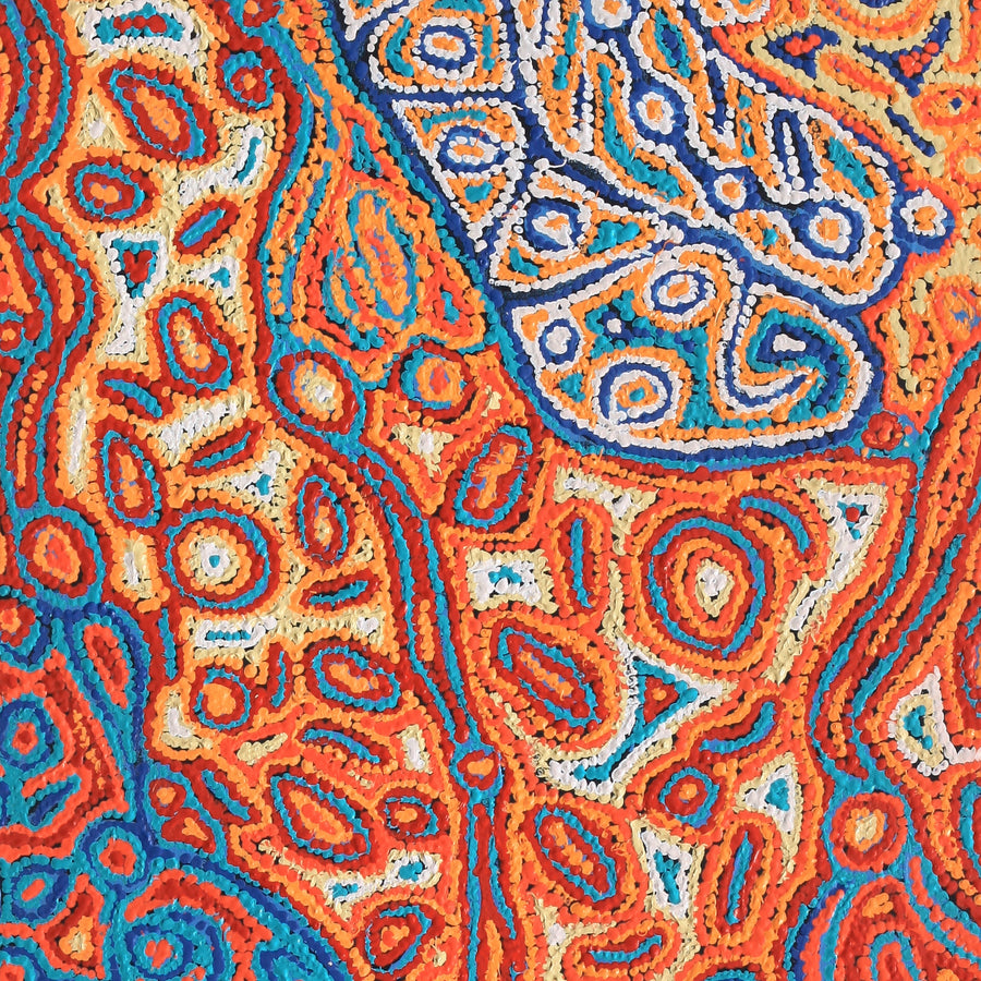 Aboriginal Artwork by Magda Nakamarra Curtis, Lappi Lappi Jukurrpa, 152x61cm