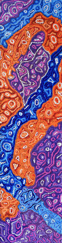 Aboriginal Artwork by Magda Nakamarra Curtis, Lappi Lappi Jukurrpa, 183x46cm