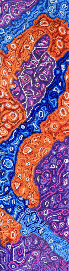 Aboriginal Artwork by Magda Nakamarra Curtis, Lappi Lappi Jukurrpa, 183x46cm