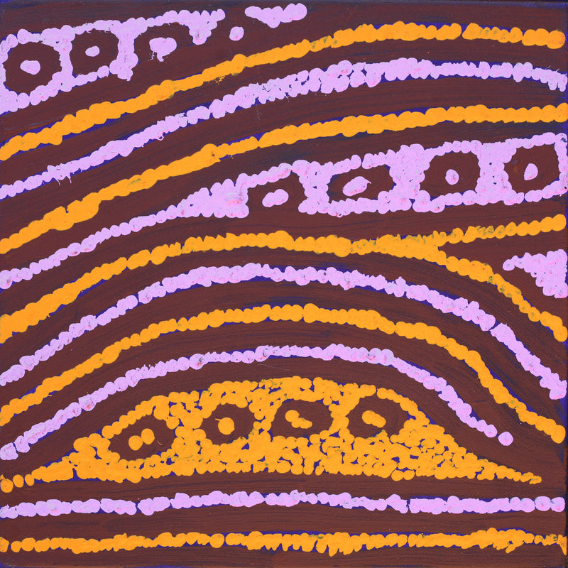 Aboriginal Artwork by Magda Nakamarra Curtis, Lappi Lappi Jukurrpa, 30x30cm
