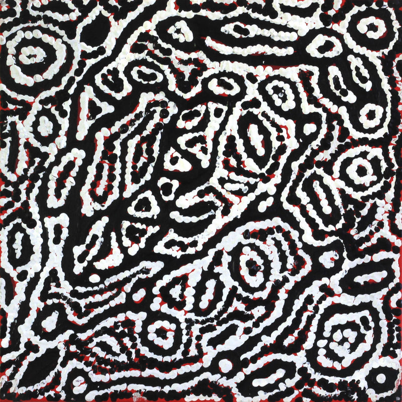 Aboriginal Artwork by Magda Nakamarra Curtis, Lappi Lappi Jukurrpa, 30x30cm
