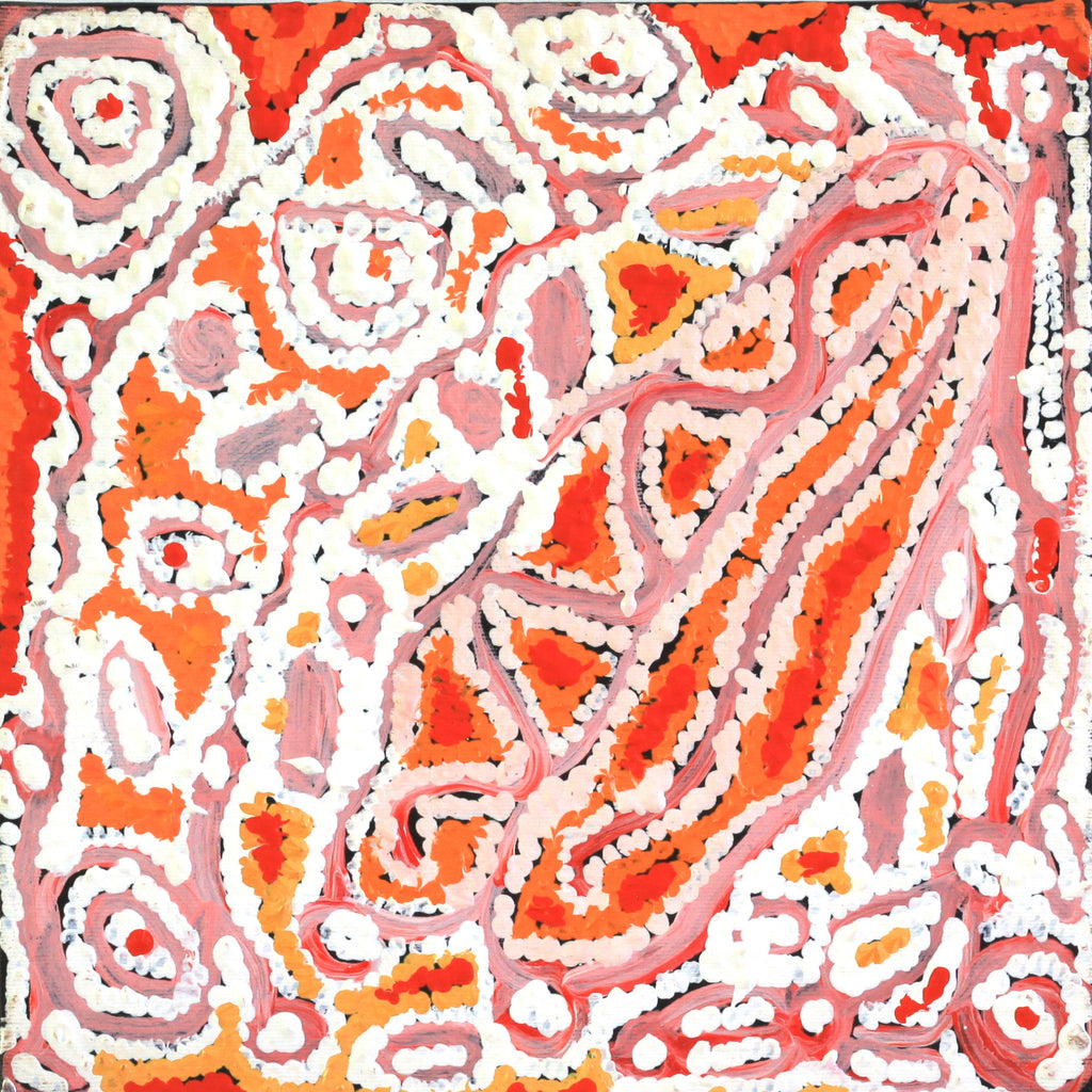 Aboriginal Artwork by Magda Nakamarra Curtis, Lappi Lappi Jukurrpa, 30x30cm
