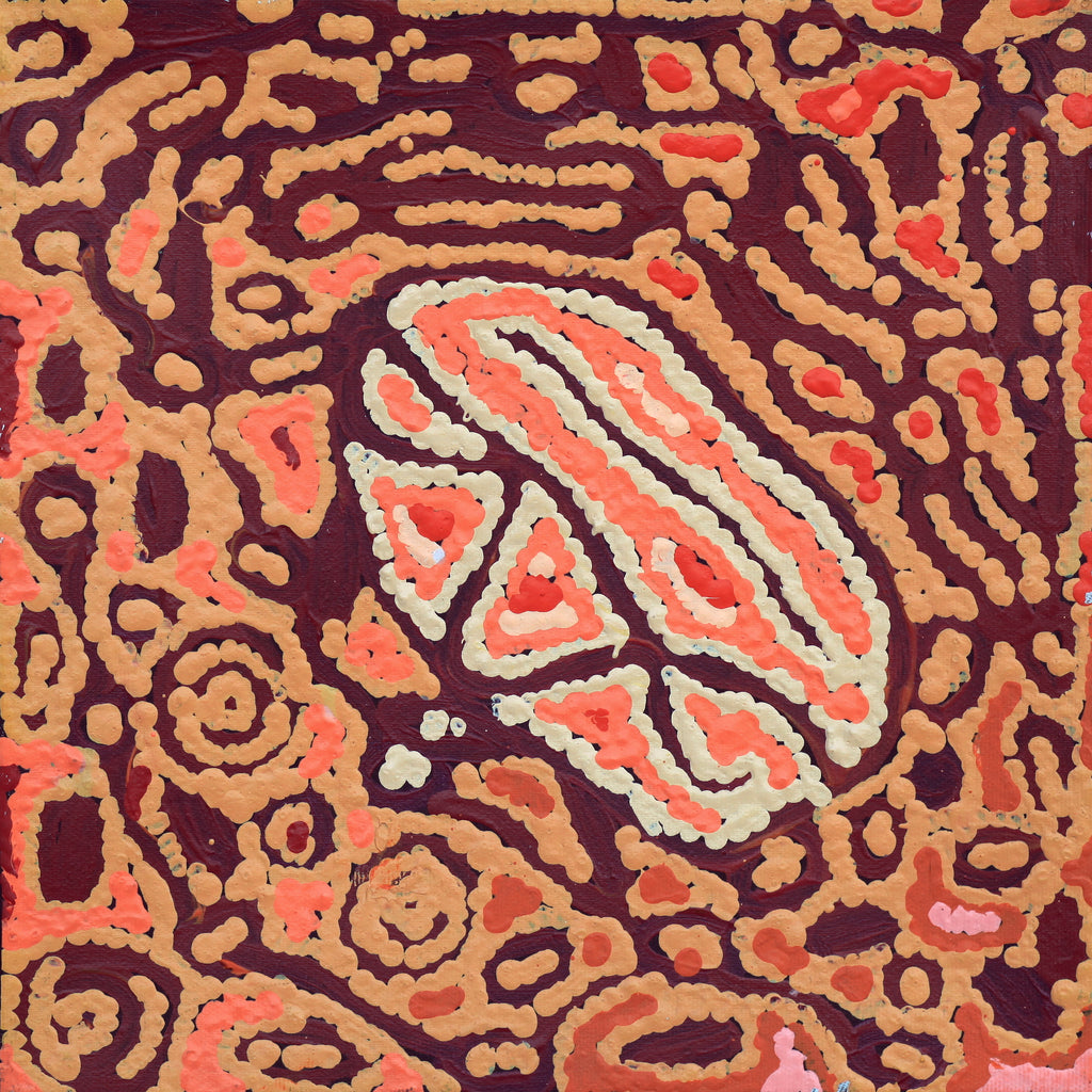 Aboriginal Artwork by Magda Nakamarra Curtis, Lappi Lappi Jukurrpa, 30x30cm