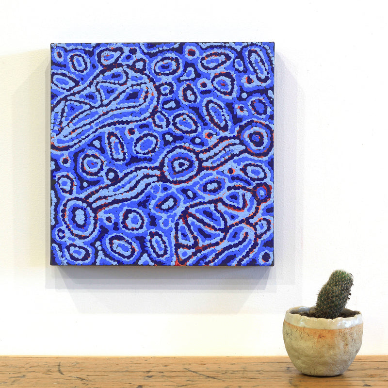 Aboriginal Artwork by Magda Nakamarra Curtis, Lappi Lappi Jukurrpa, 30x30cm