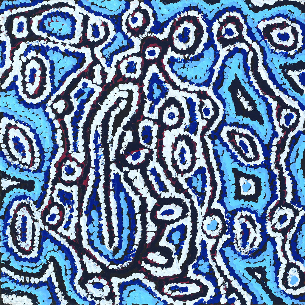 Aboriginal Artwork by Magda Nakamarra Curtis, Lappi Lappi Jukurrpa, 30x30cm