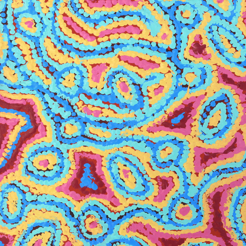 Aboriginal Artwork by Magda Nakamarra Curtis, Lappi Lappi Jukurrpa, 30x30cm