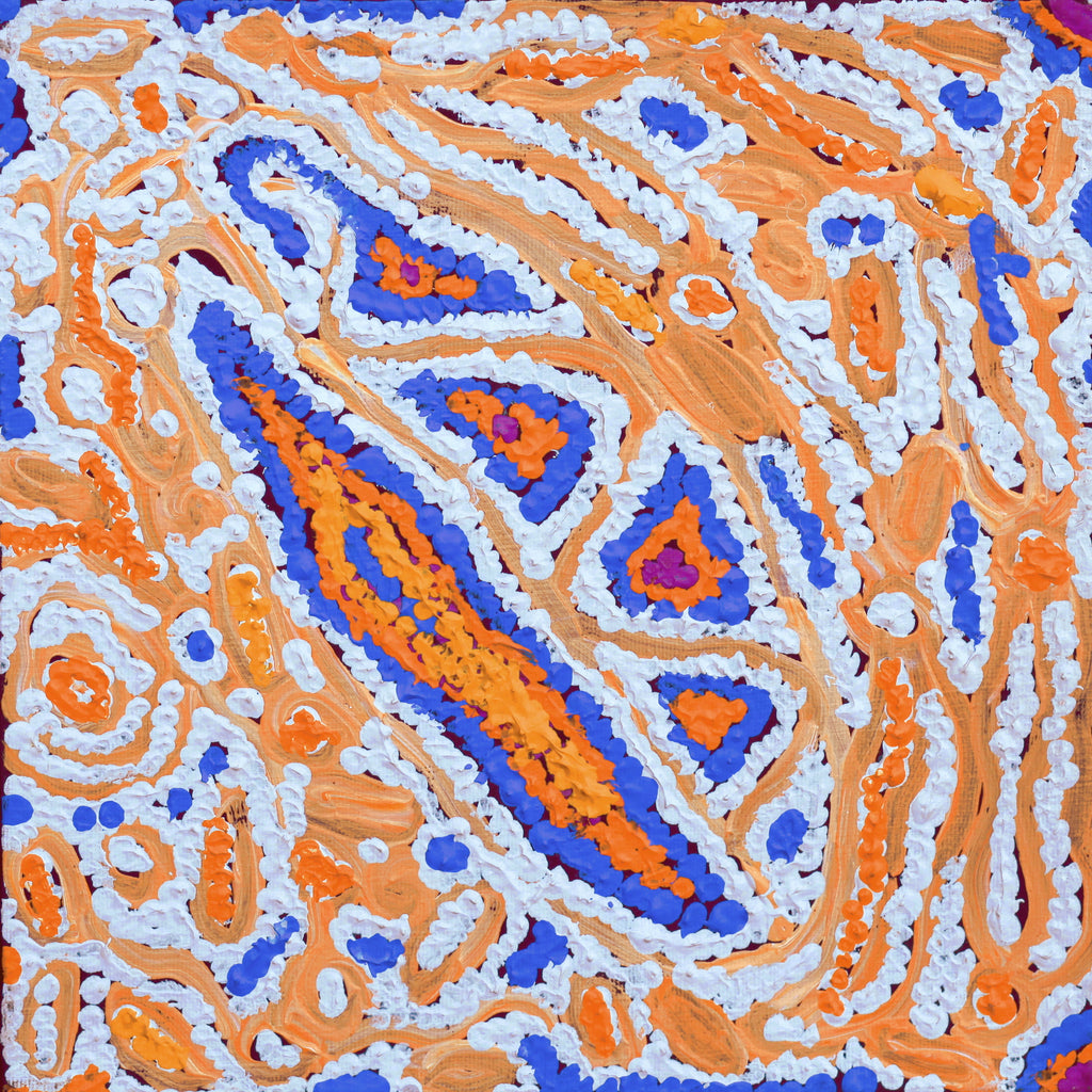 Aboriginal Artwork by Magda Nakamarra Curtis, Lappi Lappi Jukurrpa, 30x30cm