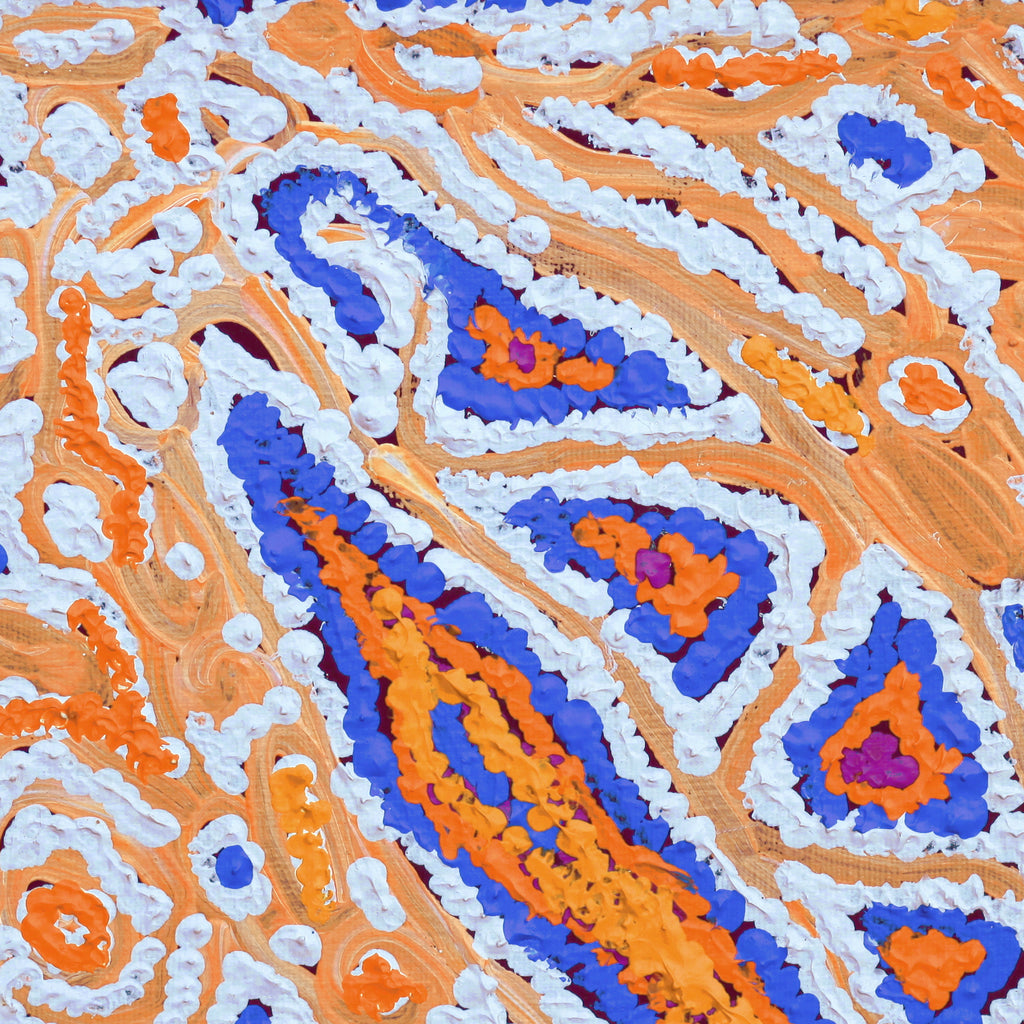 Aboriginal Artwork by Magda Nakamarra Curtis, Lappi Lappi Jukurrpa, 30x30cm