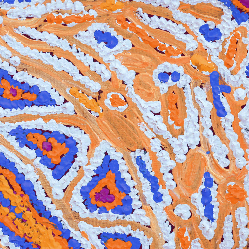 Aboriginal Artwork by Magda Nakamarra Curtis, Lappi Lappi Jukurrpa, 30x30cm