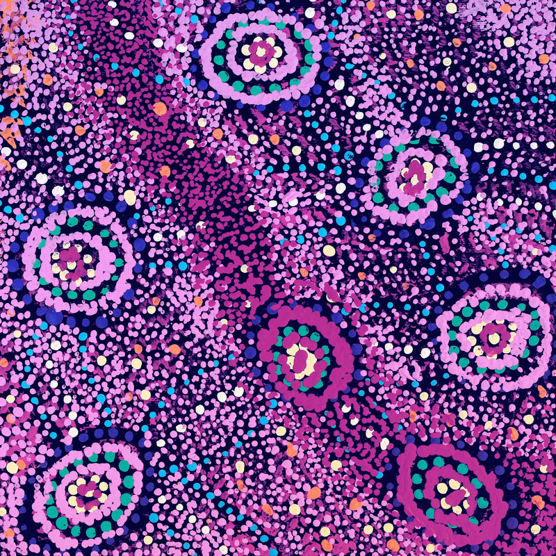 Aboriginal Artwork by Magda Nakamarra Curtis, Lappi Lappi Jukurrpa, 30x30cm