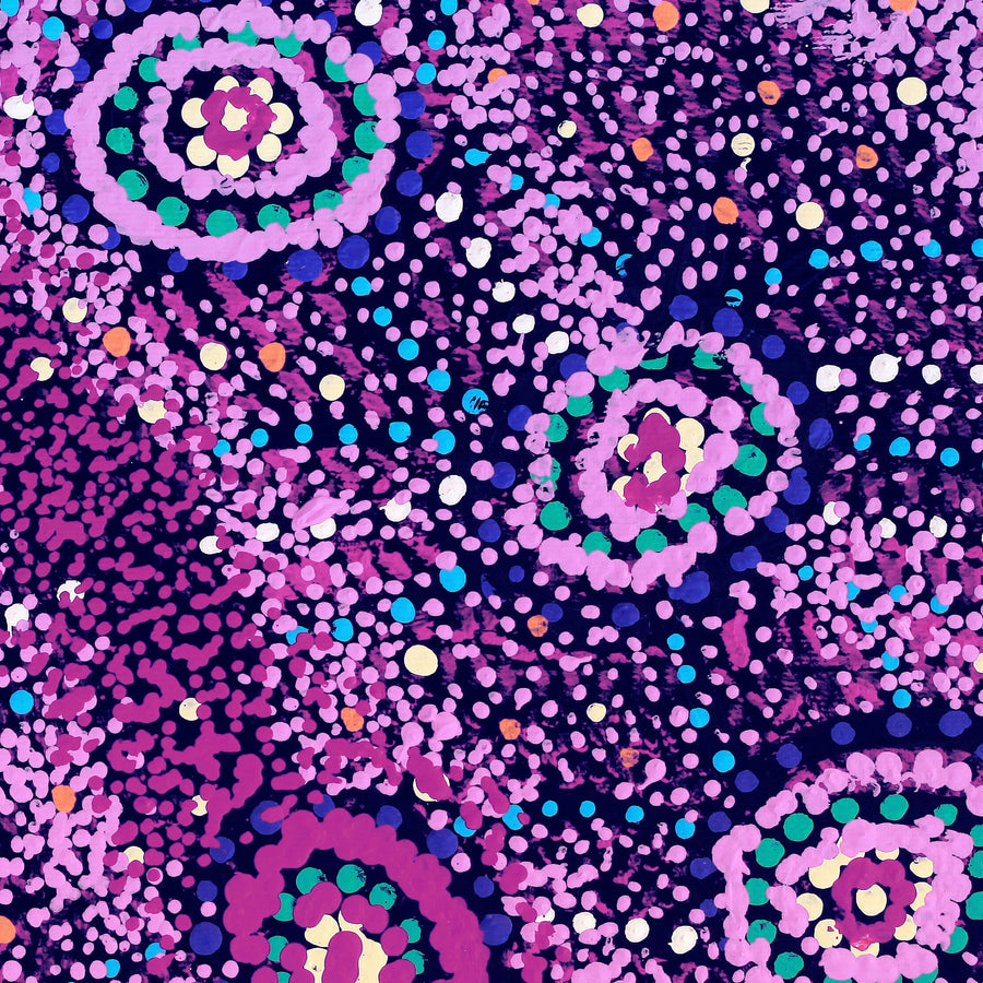 Aboriginal Artwork by Magda Nakamarra Curtis, Lappi Lappi Jukurrpa, 30x30cm