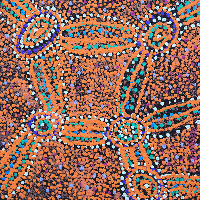 Aboriginal Artwork by Magda Nakamarra Curtis, Lappi Lappi Jukurrpa, 30x30cm