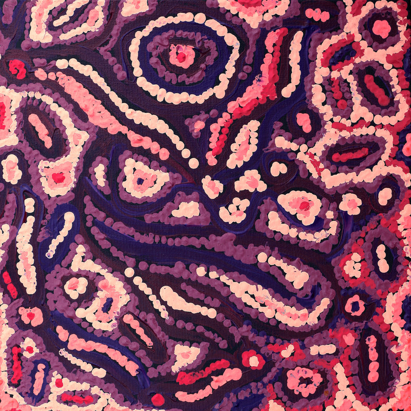 Aboriginal Artwork by Magda Nakamarra Curtis, Lappi Lappi Jukurrpa, 30x30cm