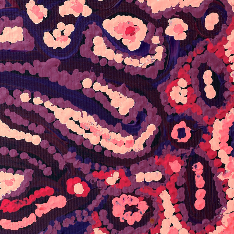 Aboriginal Artwork by Magda Nakamarra Curtis, Lappi Lappi Jukurrpa, 30x30cm