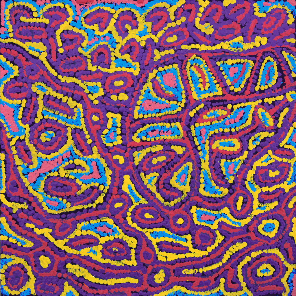 Aboriginal Artwork by Magda Nakamarra Curtis, Lappi Lappi Jukurrpa, 46x46cm