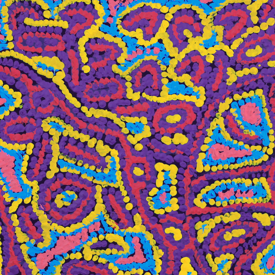 Aboriginal Artwork by Magda Nakamarra Curtis, Lappi Lappi Jukurrpa, 46x46cm