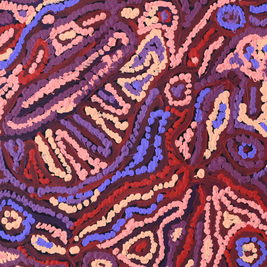 Aboriginal Artwork by Magda Nakamarra Curtis, Lappi Lappi Jukurrpa, 46x46cm