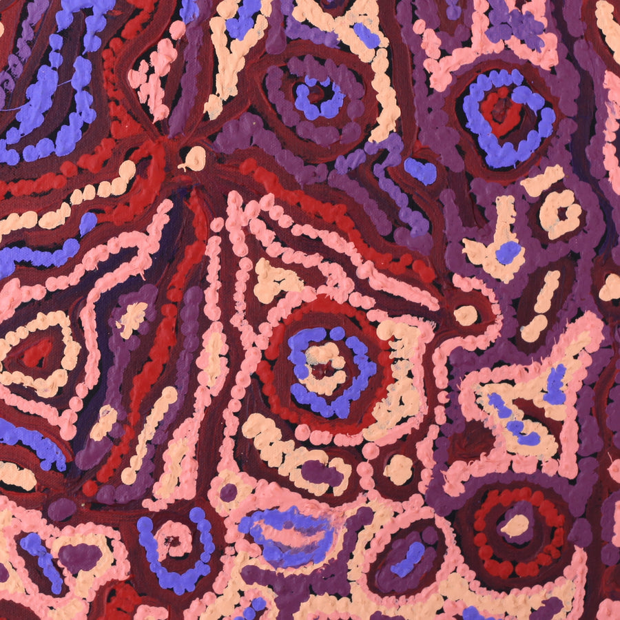 Aboriginal Artwork by Magda Nakamarra Curtis, Lappi Lappi Jukurrpa, 46x46cm