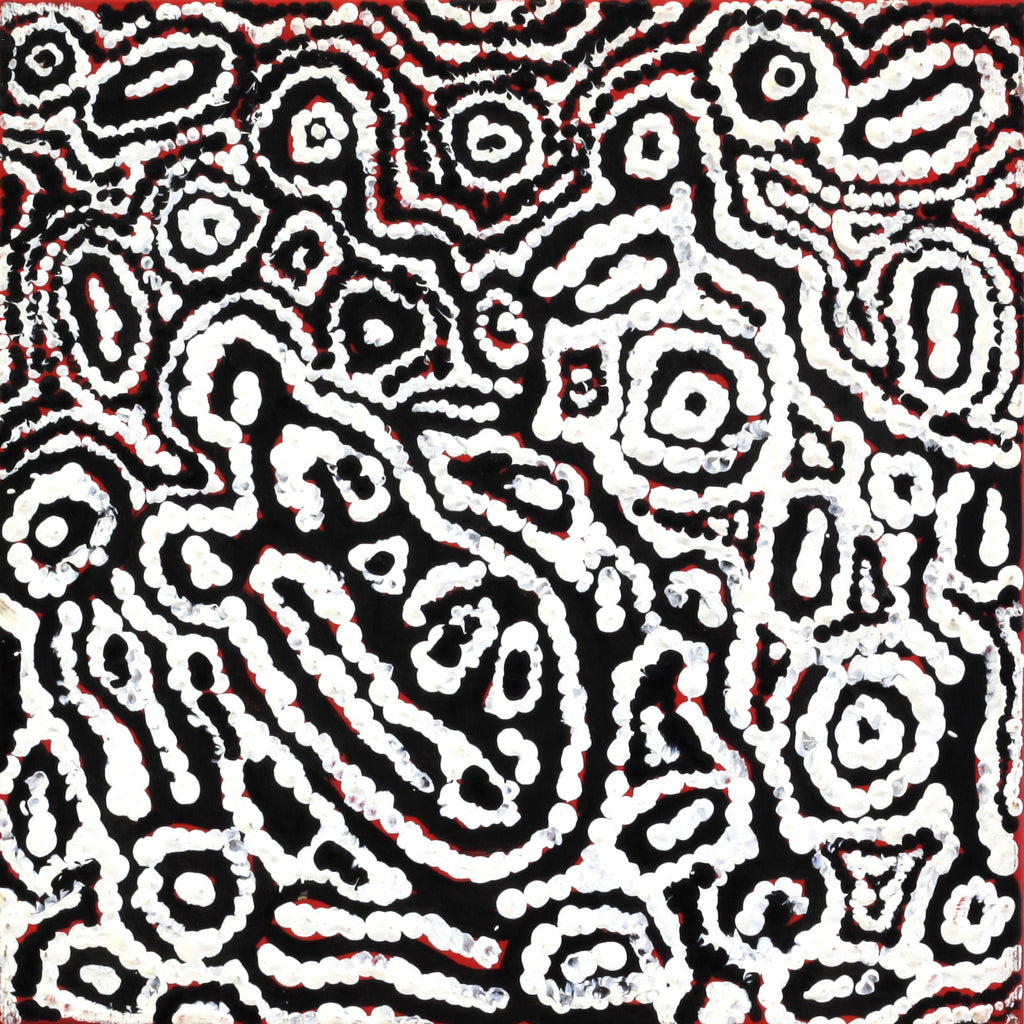 Aboriginal Artwork by Magda Nakamarra Curtis, Lappi Lappi Jukurrpa, 30x30cm
