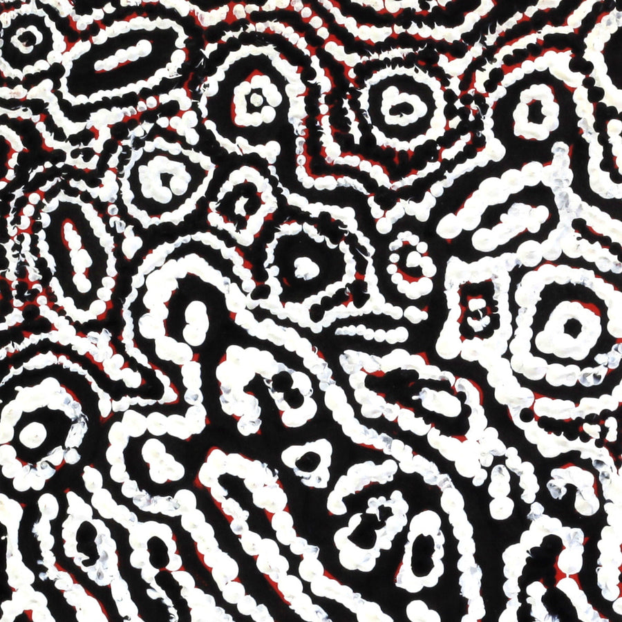Aboriginal Artwork by Magda Nakamarra Curtis, Lappi Lappi Jukurrpa, 30x30cm