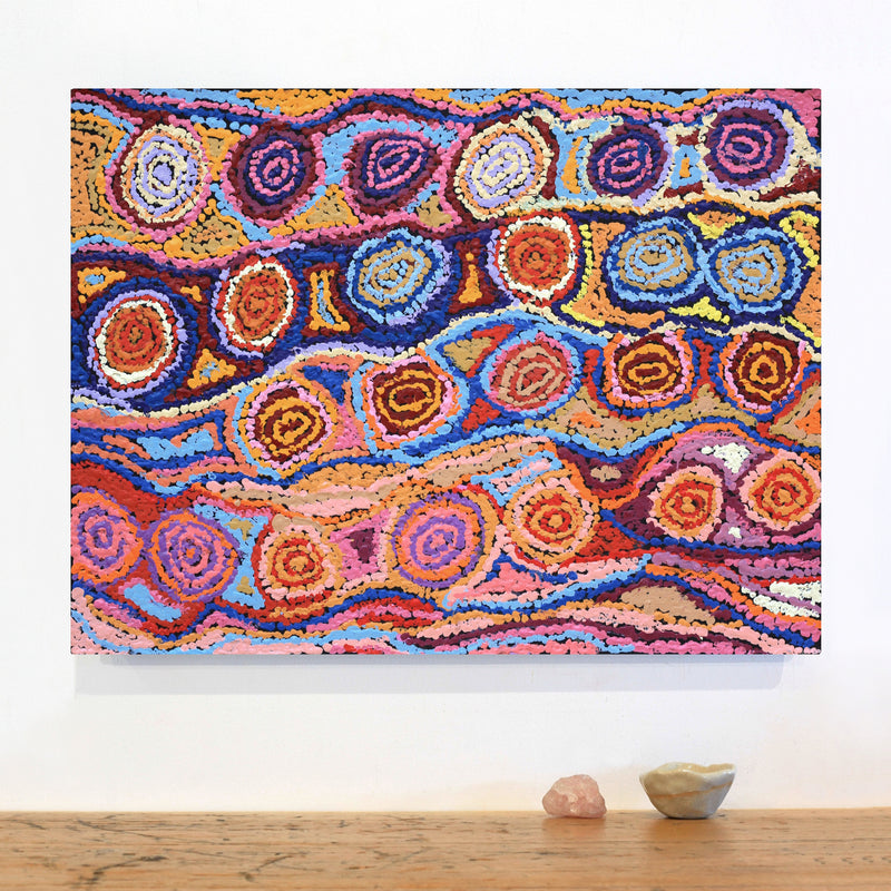 Aboriginal Artwork by Magda Nakamarra Curtis, Lappi Lappi Jukurrpa, 61x46cm