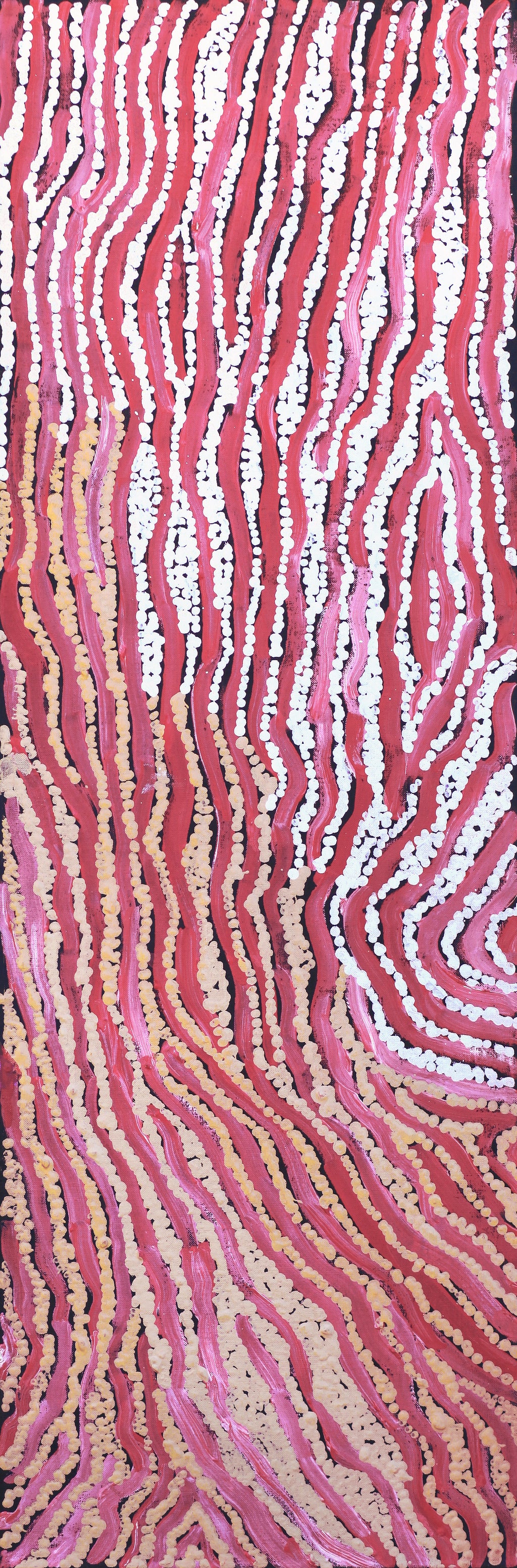 Aboriginal Artwork by Magda Nakamarra Curtis, Lappi Lappi Jukurrpa, 91x30cm
