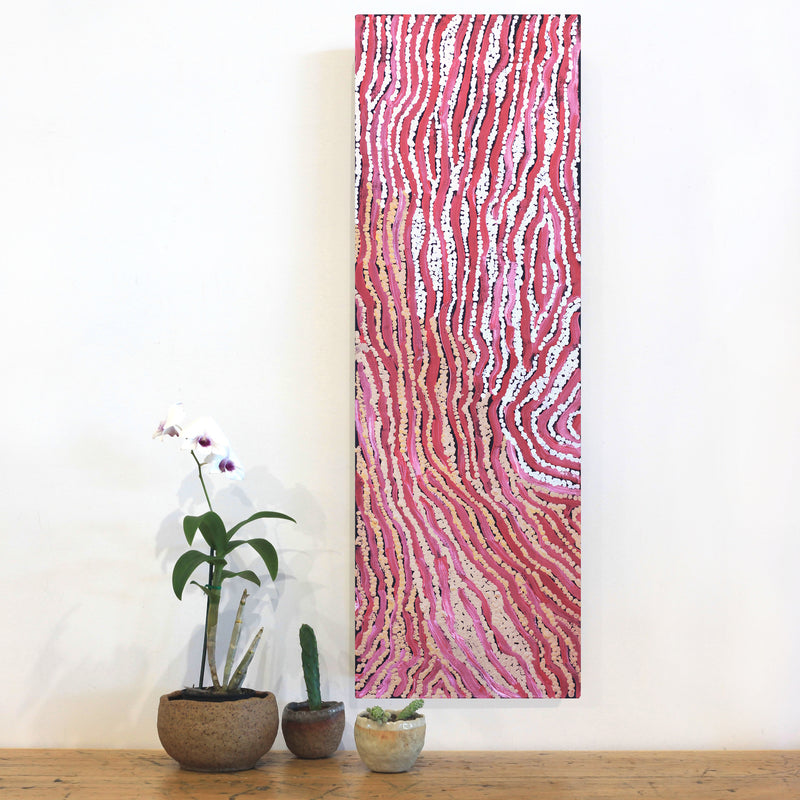Aboriginal Artwork by Magda Nakamarra Curtis, Lappi Lappi Jukurrpa, 91x30cm