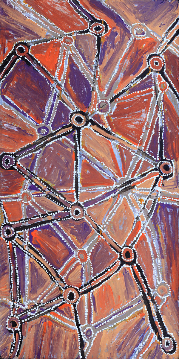 Aboriginal Art by Magda Nakamarra Curtis, Lappi Lappi Jukurrpa, 91x46cm - ART ARK®