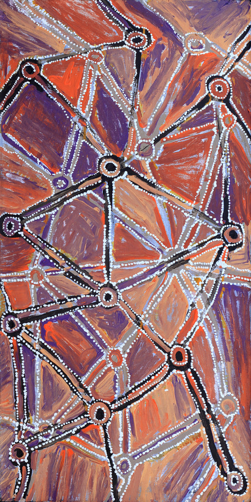 Aboriginal Artwork by Magda Nakamarra Curtis, Lappi Lappi Jukurrpa, 91x46cm