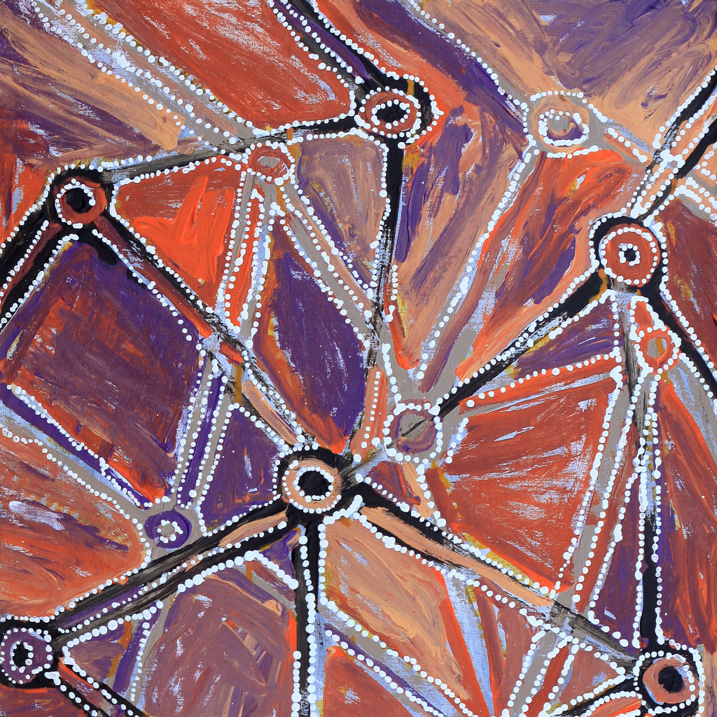 Aboriginal Artwork by Magda Nakamarra Curtis, Lappi Lappi Jukurrpa, 91x46cm