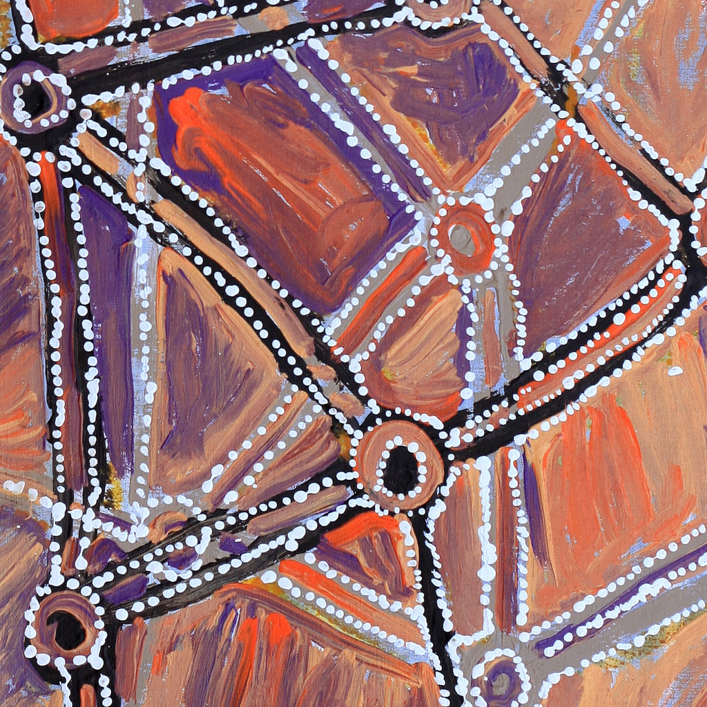 Aboriginal Artwork by Magda Nakamarra Curtis, Lappi Lappi Jukurrpa, 91x46cm