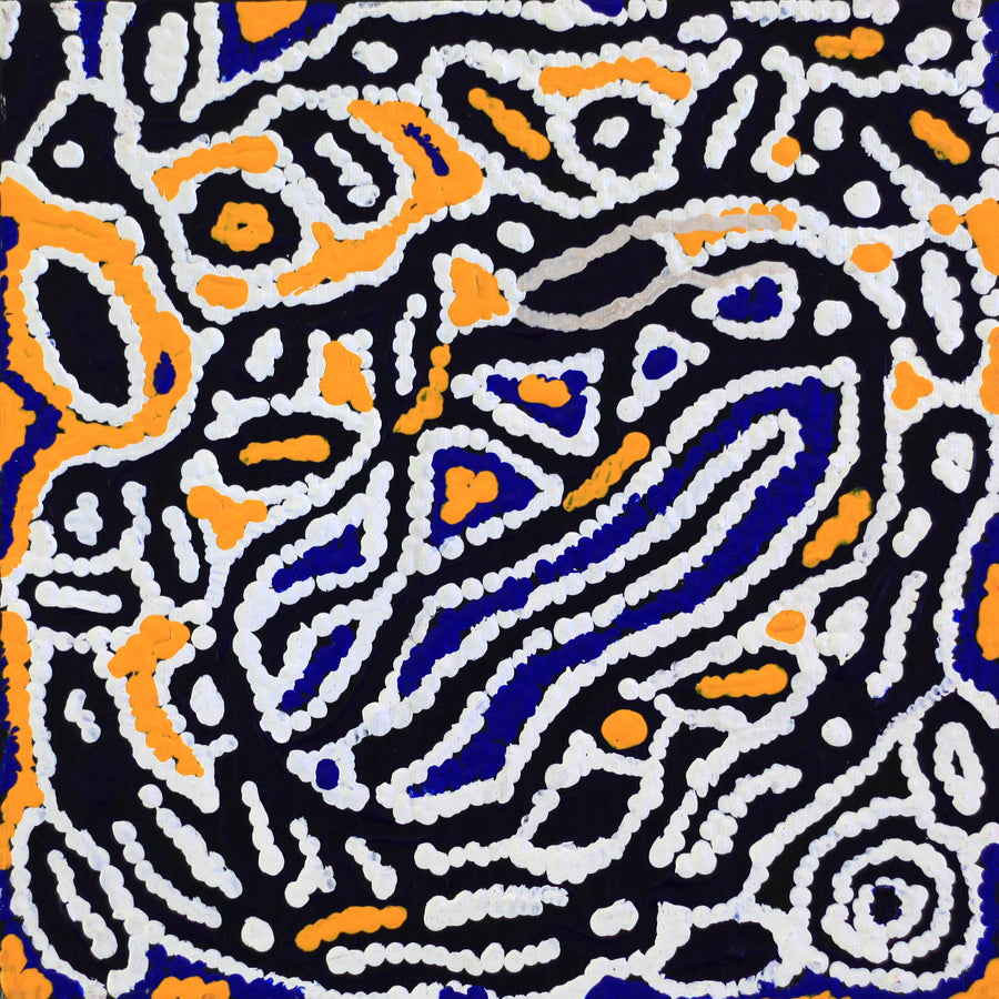 Aboriginal Artwork by Magda Nakamarra Curtis, Lappi Lappi Jukurrpa, 30x30cm