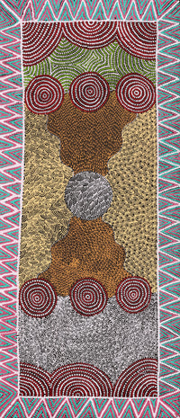 Aboriginal Artwork by Maggie Napangardi Williams, Janmarda Jukurrpa (Bush Onion Dreaming), 107x46cm