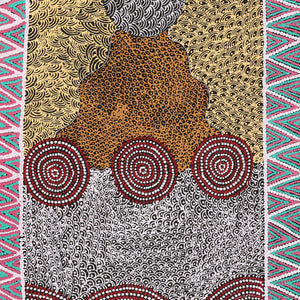 Aboriginal Artwork by Maggie Napangardi Williams, Janmarda Jukurrpa (Bush Onion Dreaming), 107x46cm - ART ARK®