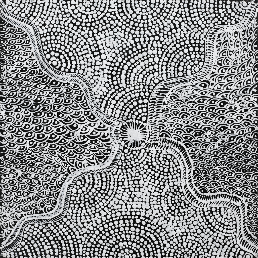 Aboriginal Artwork by Maggie Napangardi Williams, Janmarda Jukurrpa (Bush Onion Dreaming), 30x30cm