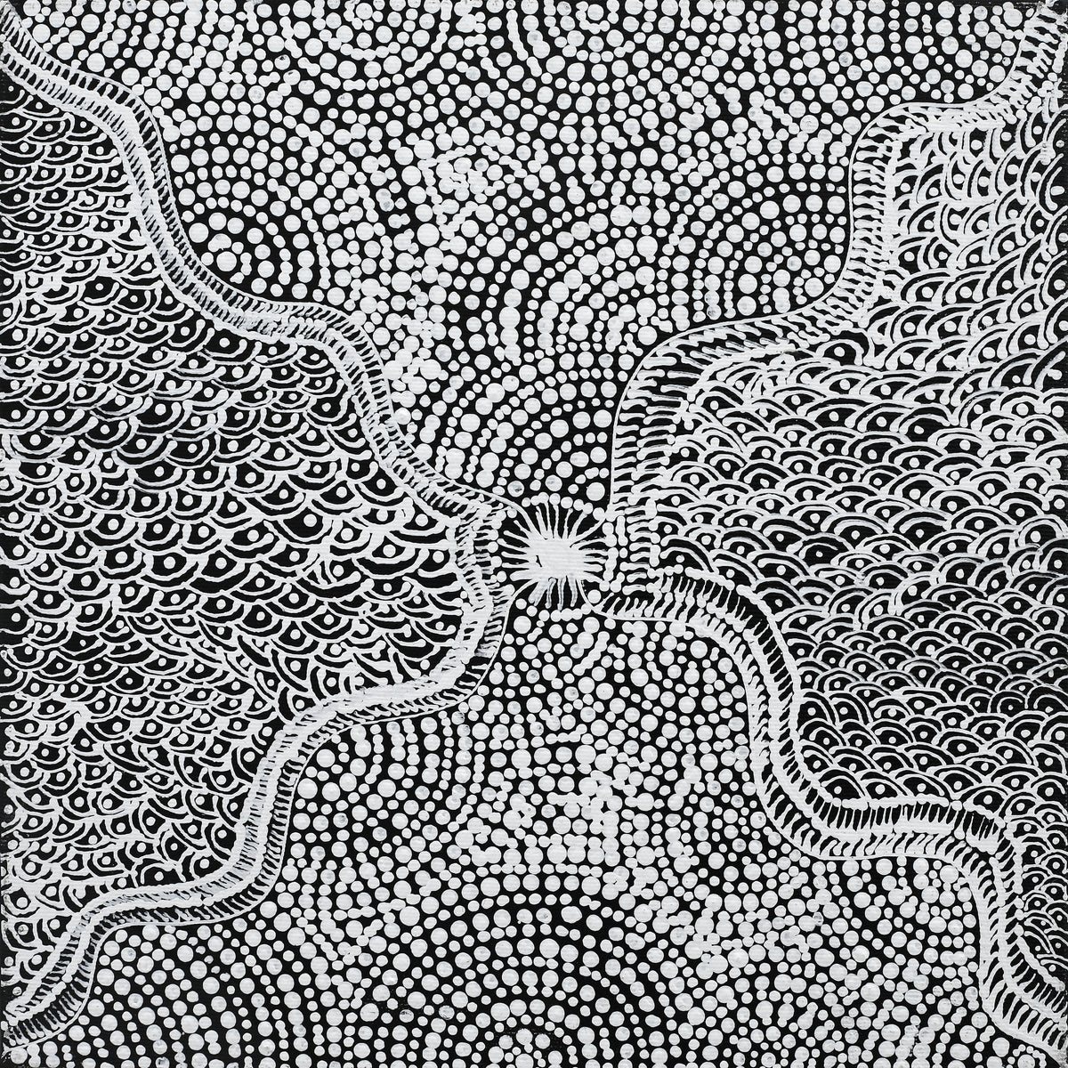 Aboriginal Art by Maggie Napangardi Williams, Janmarda Jukurrpa (Bush Onion Dreaming), 30x30cm - ART ARK®