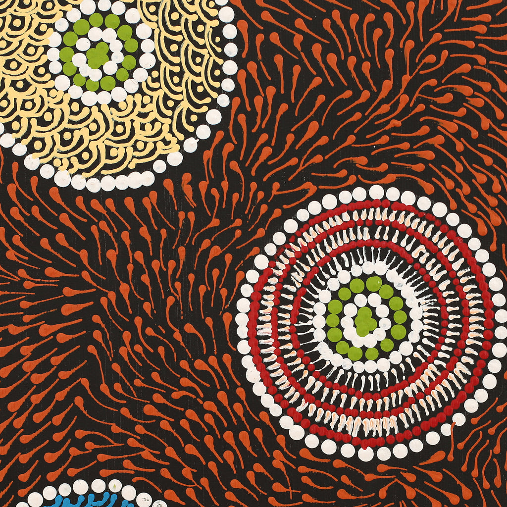 Aboriginal Artwork by Maggie Napangardi Williams, Janmarda Jukurrpa (Bush Onion Dreaming), 30x30cm