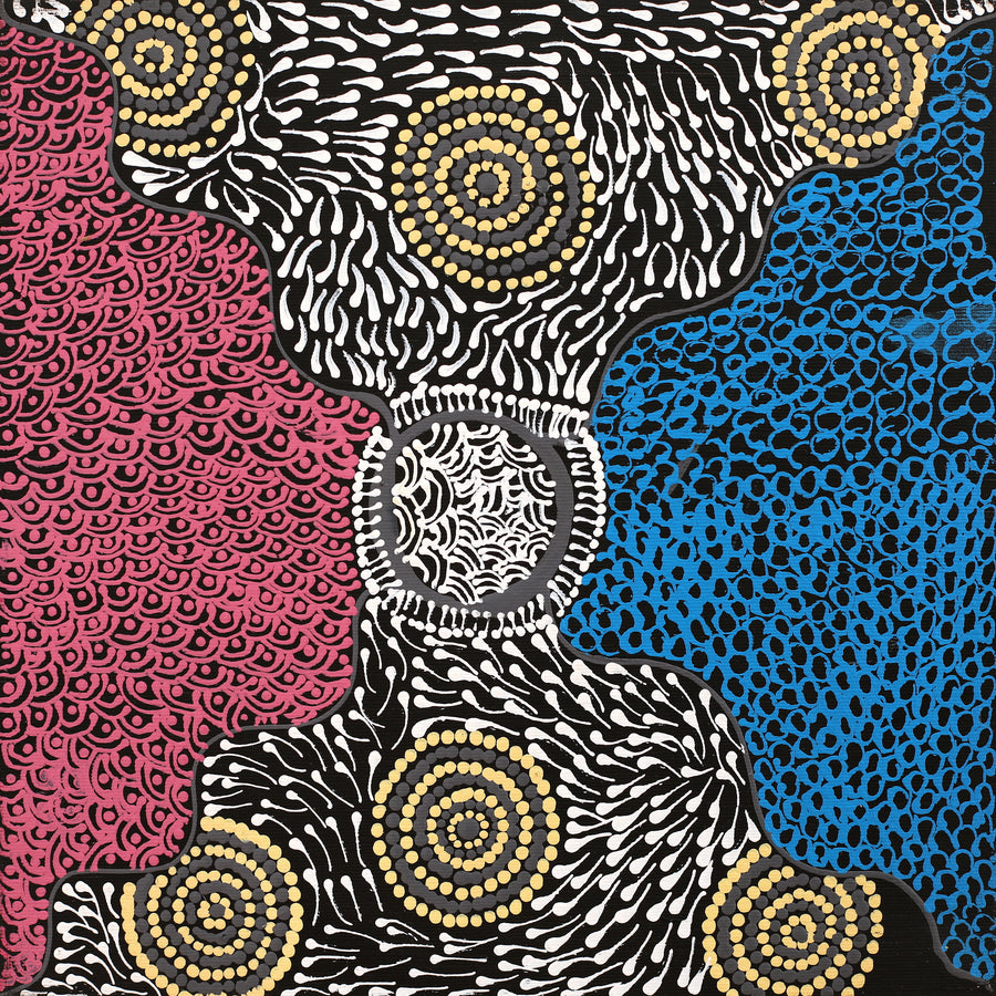 Aboriginal Artwork by Maggie Napangardi Williams, Janmarda Jukurrpa (Bush Onion Dreaming), 30x30cm