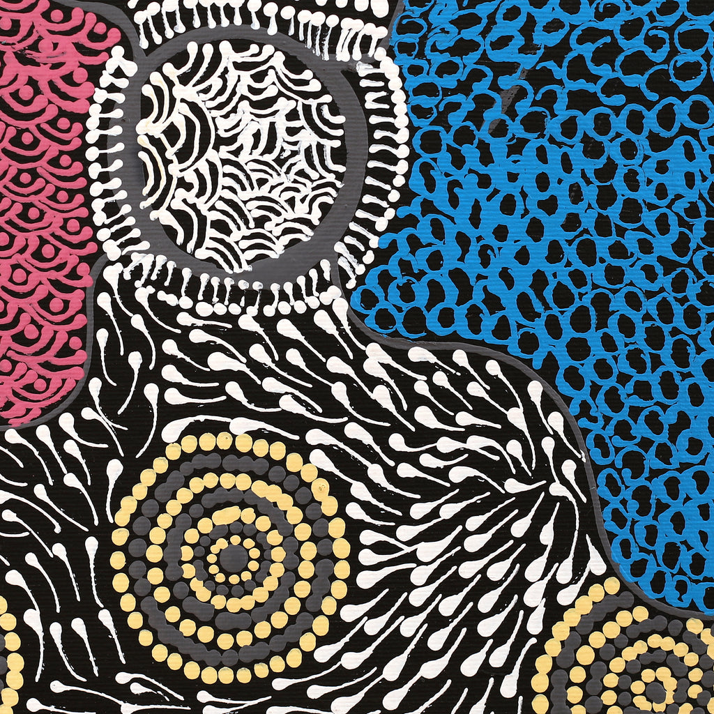 Aboriginal Artwork by Maggie Napangardi Williams, Janmarda Jukurrpa (Bush Onion Dreaming), 30x30cm