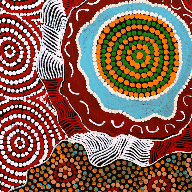 Aboriginal Artwork by Maggie Napangardi Williams, Janmarda Jukurrpa (Bush Onion Dreaming), 30x30cm